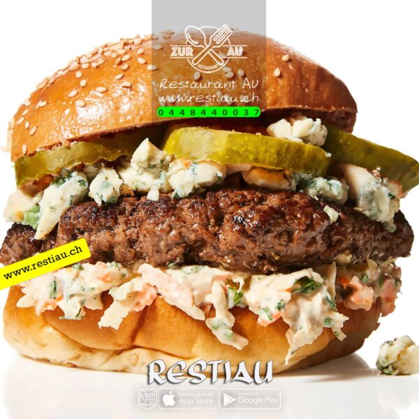 blue cheese burger - Burger - restiau - restaurant zur au - resti au